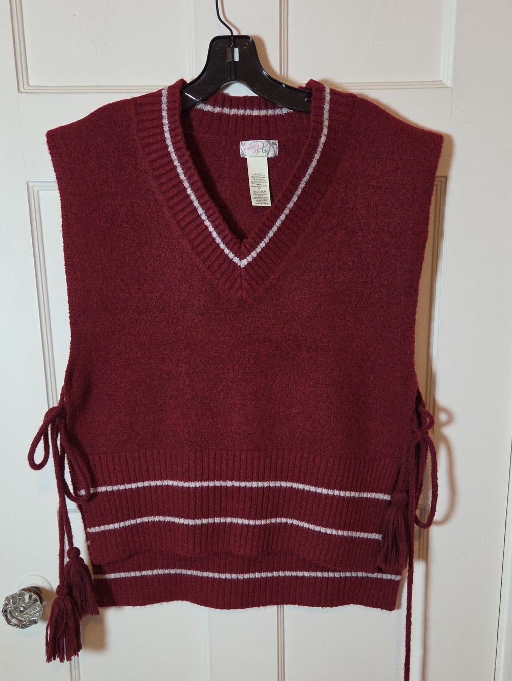 Free People One Size Oversized Sweater Vest Side Tie Boho Preppy Layering Knit